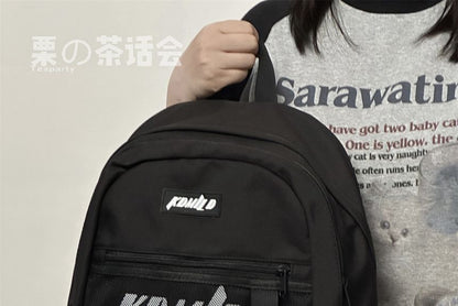 Lettering Buckled Paneled Backpack / Charm / Set