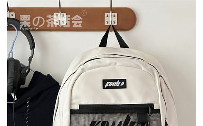 Lettering Buckled Paneled Backpack / Charm / Set