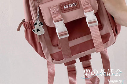 Lettering Buckled Backpack / Charm / Set