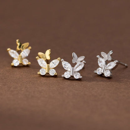 Butterfly Rhinestone Sterling Silver Stud Earring