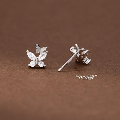 Butterfly Rhinestone Sterling Silver Stud Earring