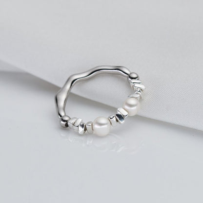 Faux Pearl Sterling Silver Ring (Various Designs)