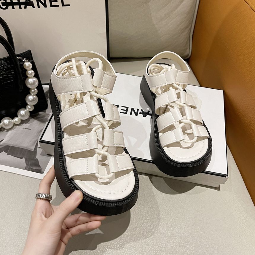 Platform Gladiator Lace-Up Sandals