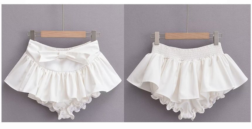 Mid A-Line Mini Plain bow Waist Skirt