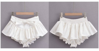 Mid A-Line Mini Plain bow Waist Skirt