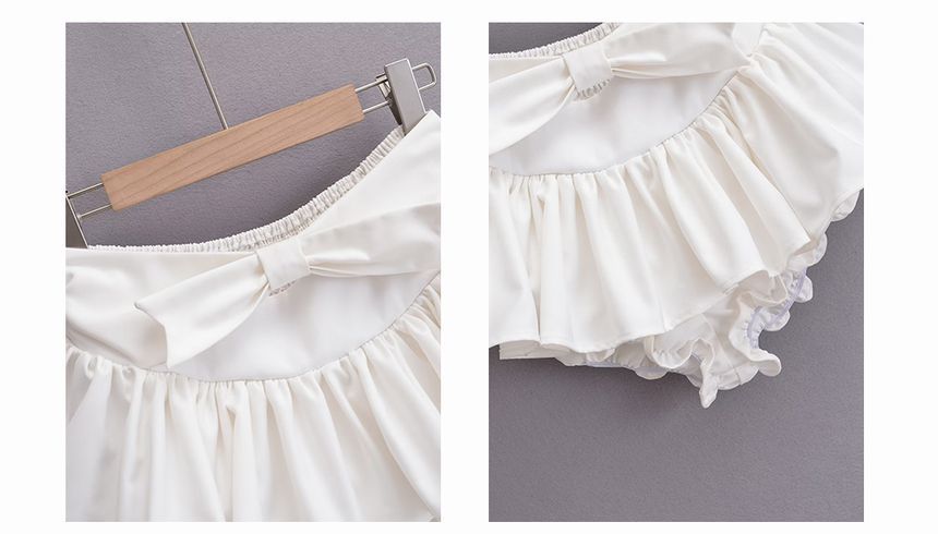 Mini Plain Waist bow A-Line Skirt Mid