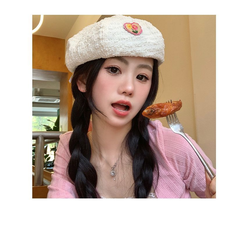 Flower Heart Applique Beret