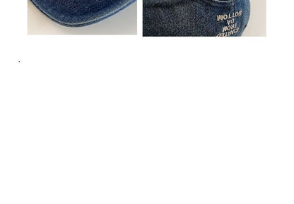 Lettering Embroidered Washed Denim Baseball Cap