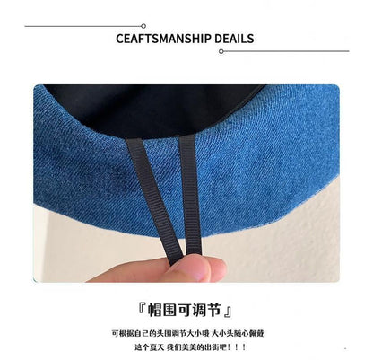 Button Washed Denim Beret