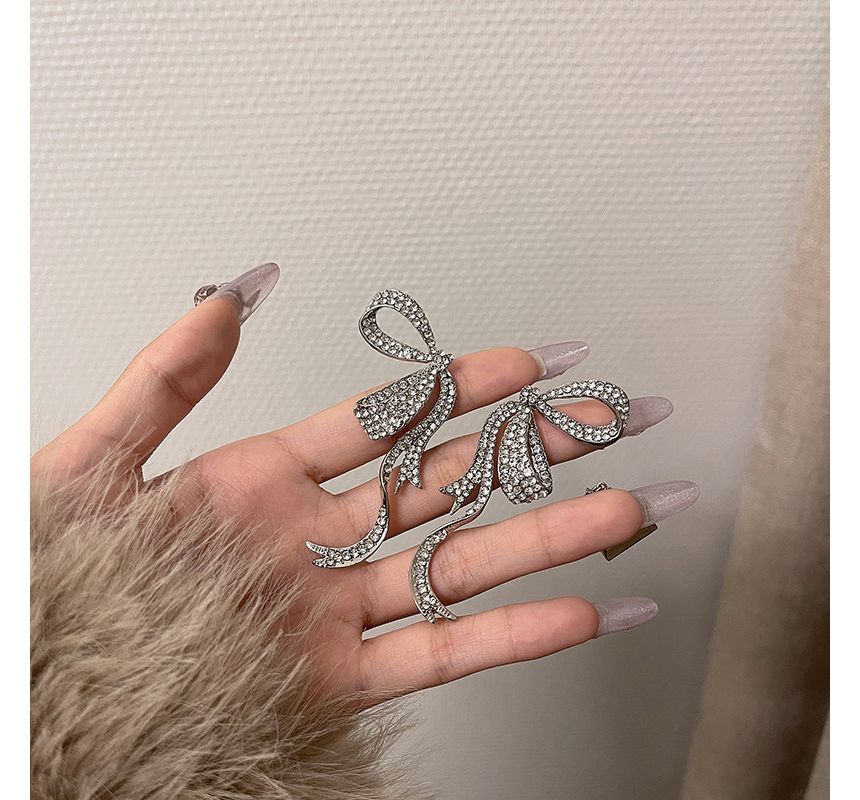 Bow Earring Rhinestone Stud