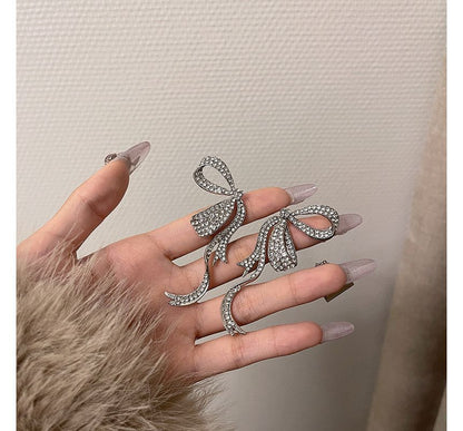 Bow Earring Rhinestone Stud