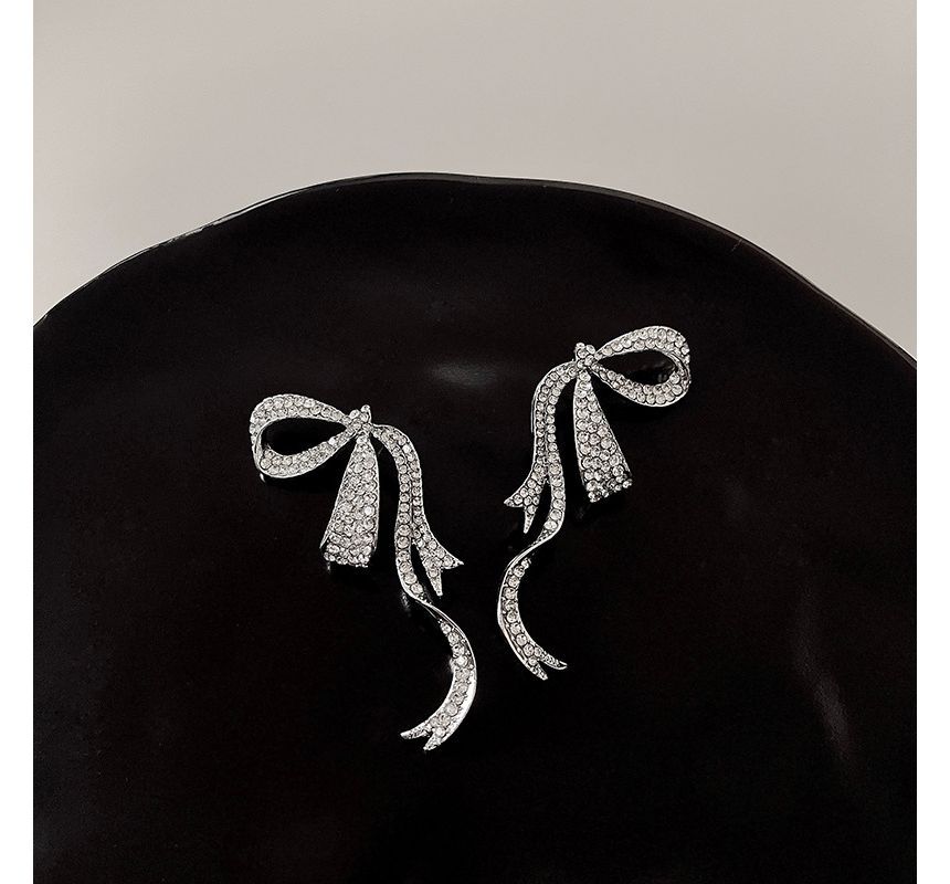 Bow Earring Rhinestone Stud