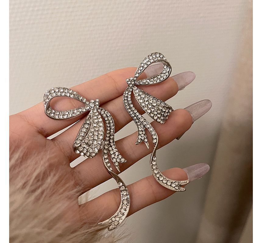 Bow Earring Rhinestone Stud