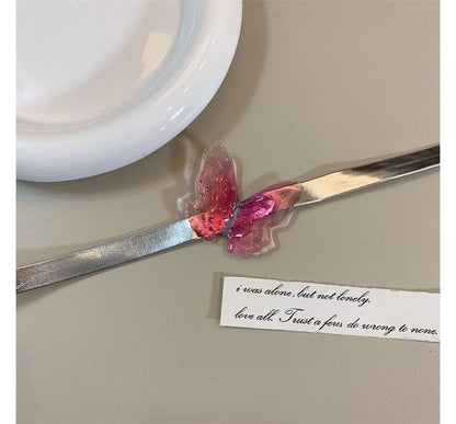 Faux Choker Butterfly Leather