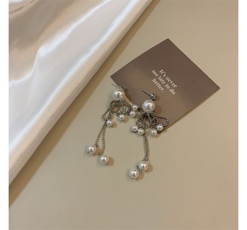 Faux Earring Fringe Drop Pearl