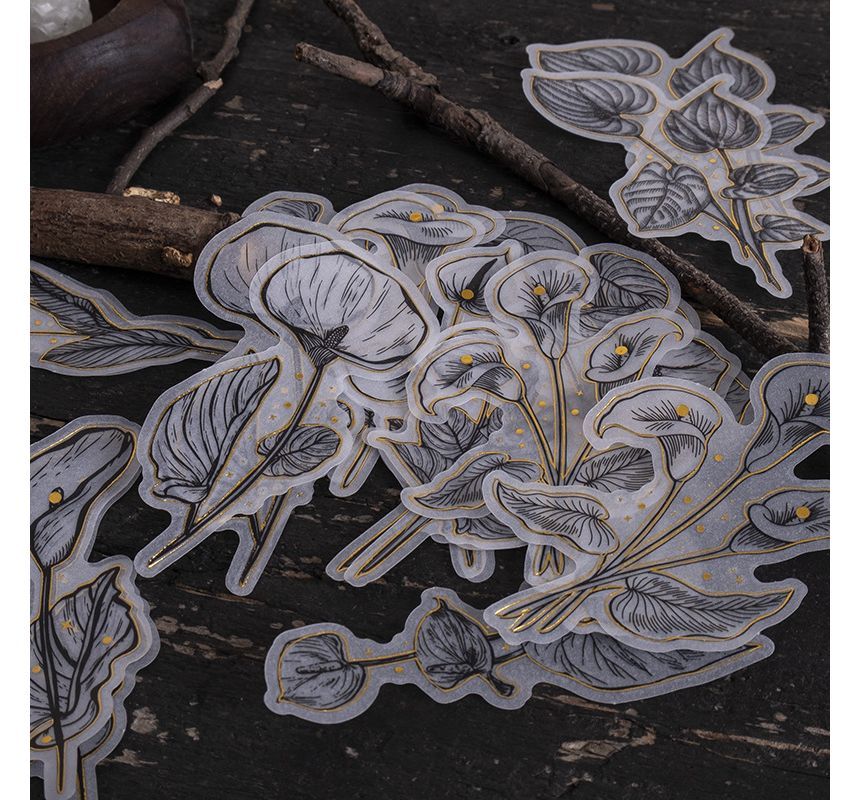 Set of 20: Floral Metallic Sticker