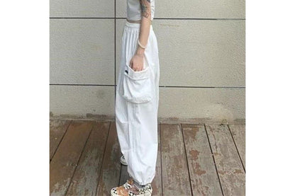 Low Rise Loose-Fit Wide-Leg Cargo Harem Pants