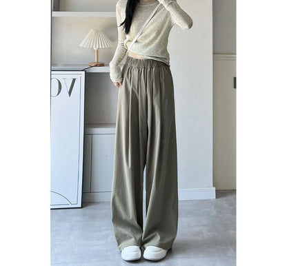 High Rise Plain Pocketed Wide Leg Sweatpants