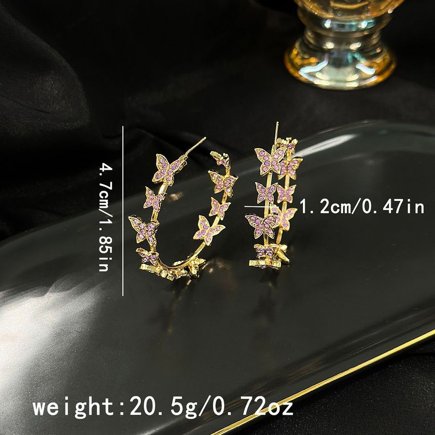 Butterfly Rhinestone Hoop Earring