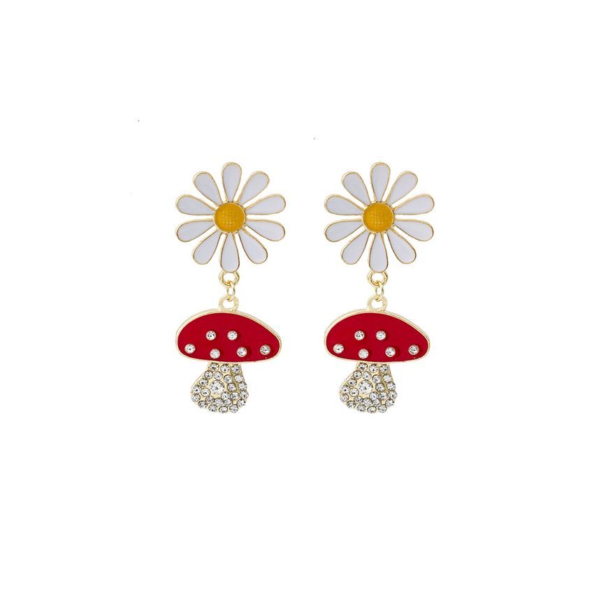 Mushroom Rhinestone Drop Earring