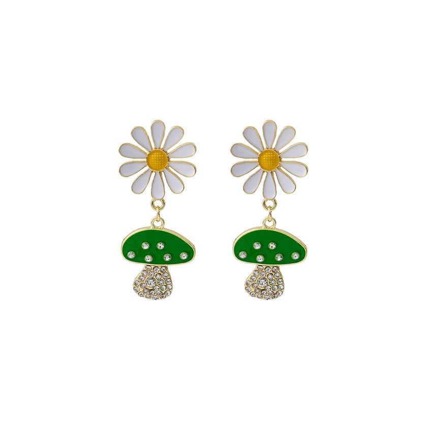 Mushroom Rhinestone Drop Earring