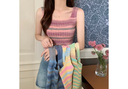 Sleeveless Striped Knit Top