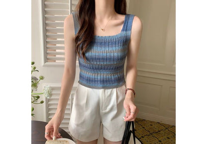 Sleeveless Striped Knit Top