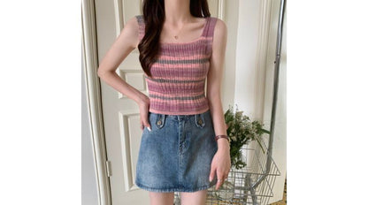 Sleeveless Striped Knit Top