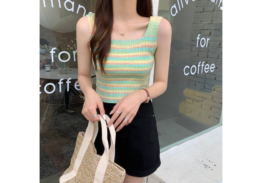 Sleeveless Striped Knit Top