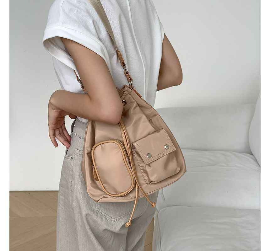 Drawstring Nylon Bucket Bag