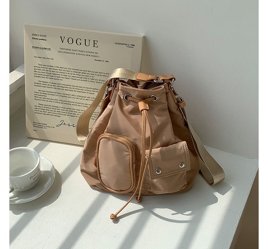 Drawstring Nylon Bucket Bag