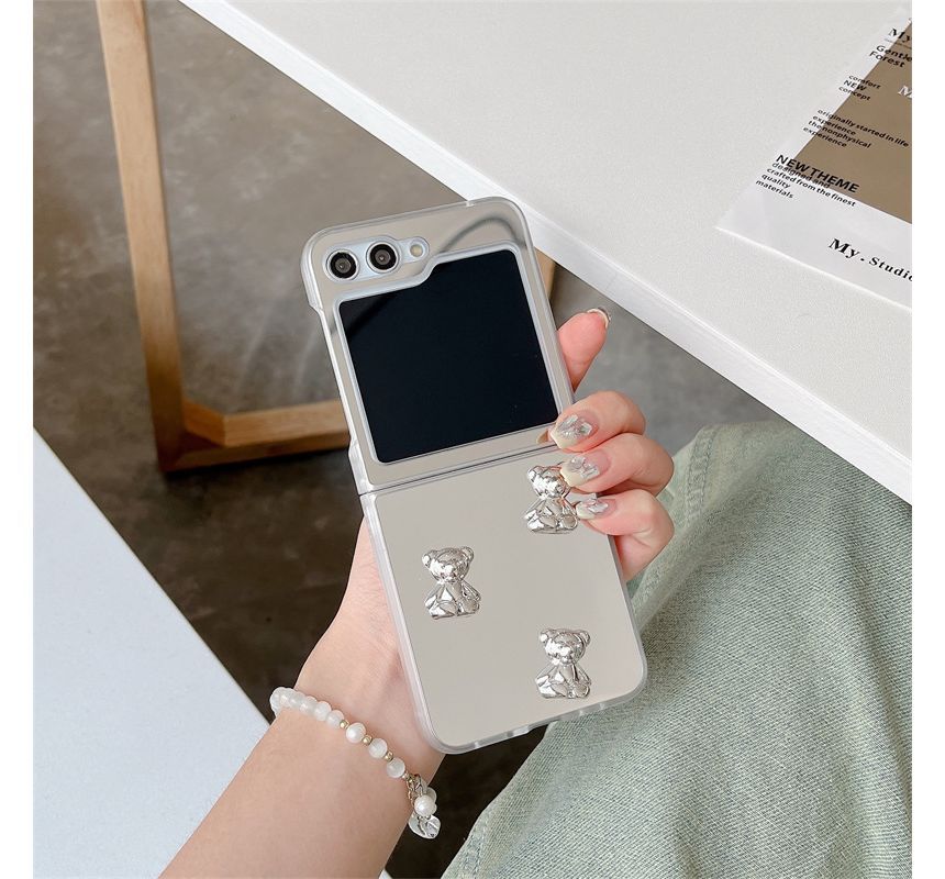 Heart Applique Mirror Phone Case For Samsung Galaxy Z Flip5