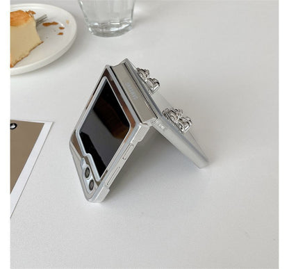 Heart Applique Mirror Phone Case For Samsung Galaxy Z Flip5