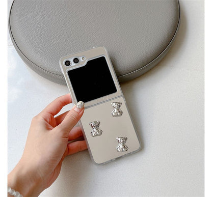 Heart Applique Mirror Phone Case For Samsung Galaxy Z Flip5