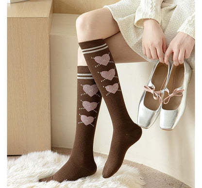 Heart Print Tall Socks