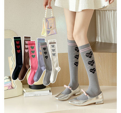 Heart Print Tall Socks