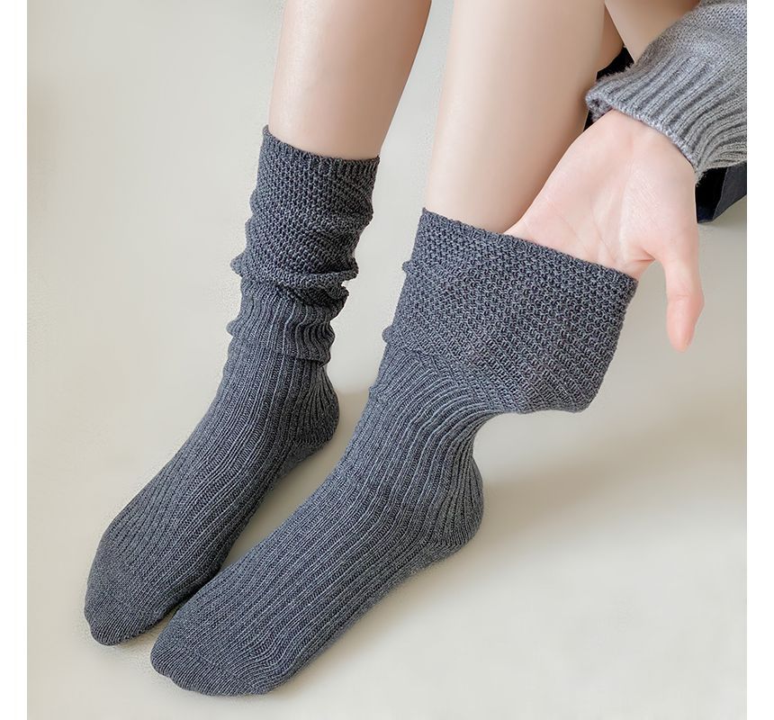 Plain Ribbed Knit Socks