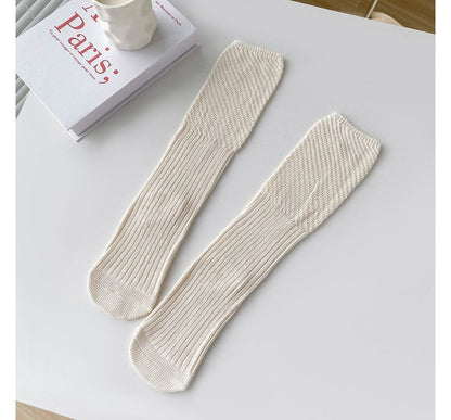 Plain Ribbed Knit Socks