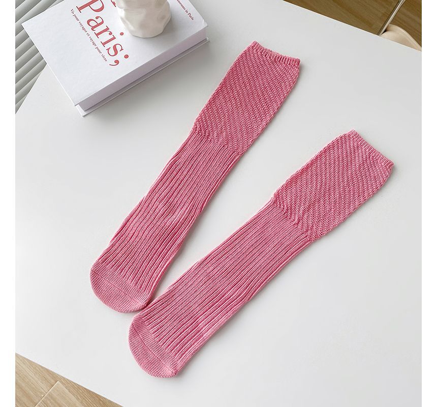 Plain Ribbed Knit Socks