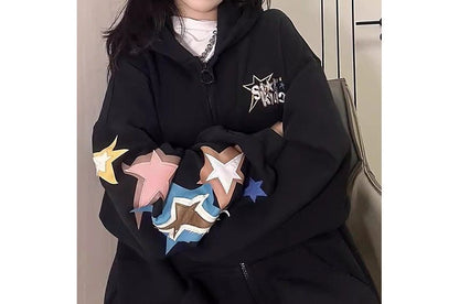 Star Applique Zip Hoodie