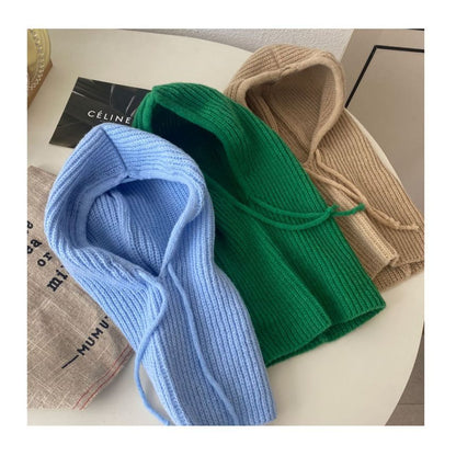 Balaclava Plain Drawstring Knit