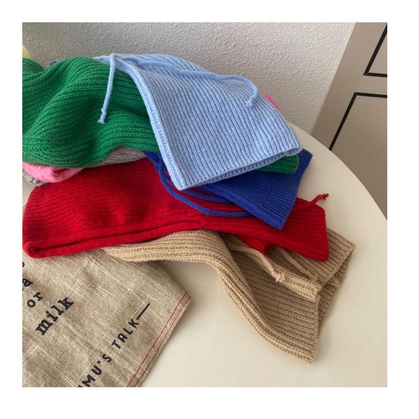 Balaclava Plain Drawstring Knit