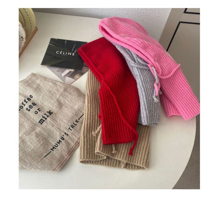 Balaclava Plain Drawstring Knit