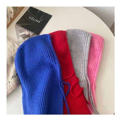 Balaclava Plain Drawstring Knit