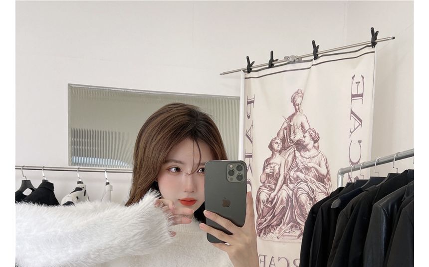 Sweater Plain Cropped Neck Round