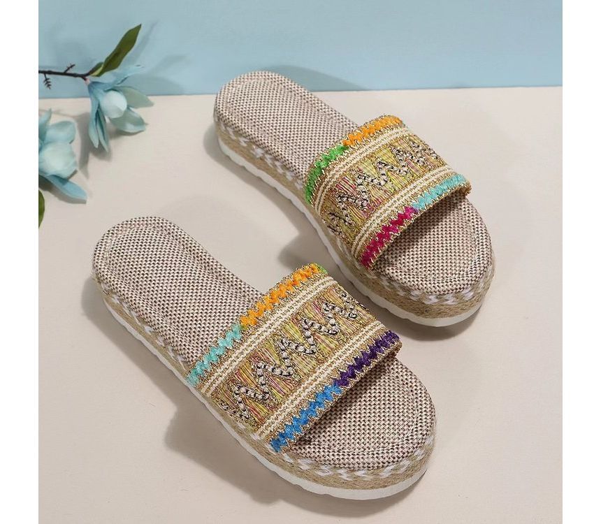 Platform Patterned Sandals Slide