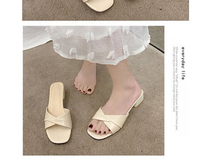 Slide Sandals Chunky Knot Heel