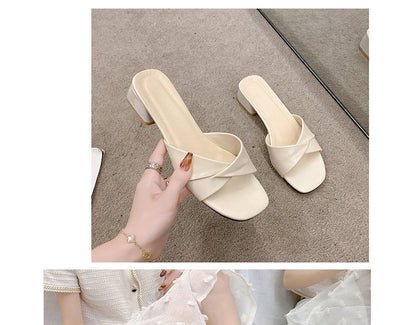 Slide Sandals Chunky Knot Heel