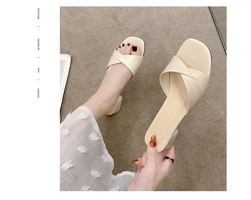 Slide Sandals Chunky Knot Heel