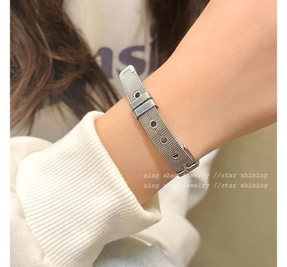 Leather Buckled Bracelet Faux Star Alloy Pendant /